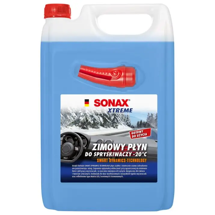 SONAX Xtreme Zimowy Płyn do spryskiwaczy 4L – skuteczna ochrona szyb w mroźne dni z formułą Smart Dynamics Technology Do wyczerpania zapasów