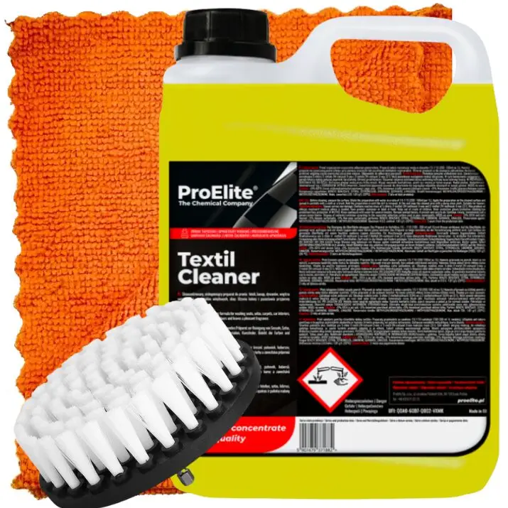 Do wyczerpania zapasów Zestaw do prania tapicerki ProElite Textil Cleaner 5L + szczotka na wkrętarkę + mikrofibra