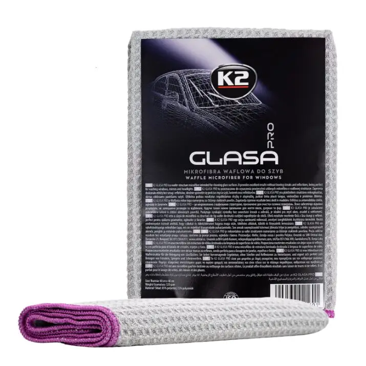 K2 GLASA PRO 40x40cm 320gsm – waflowa mikrofibra do szyb z bezpiecznym obszyciem Rabat