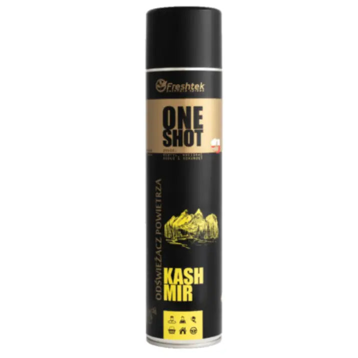 Freshtek ONE SHOT Kashmir 600ml PREMIUM – odświeżacz powietrza w aerozolu, neutralizator Wyprzedaż