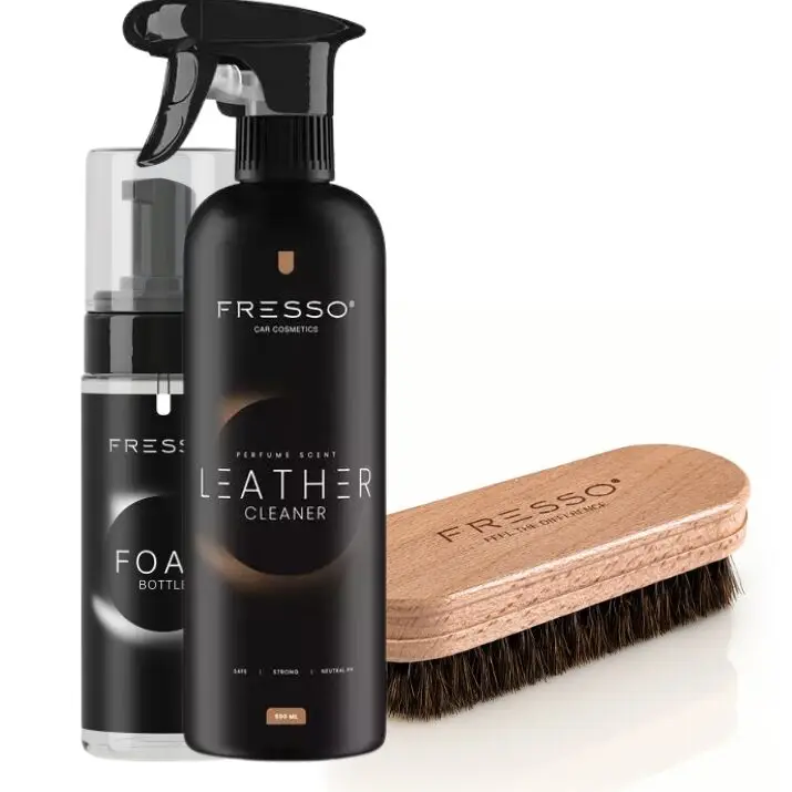 Bezpieczna płatność Fresso ZESTAW do czyszczenia skóry – Leather Cleaner 500 ml + Leather Brush + Foam Bottle 150 ml