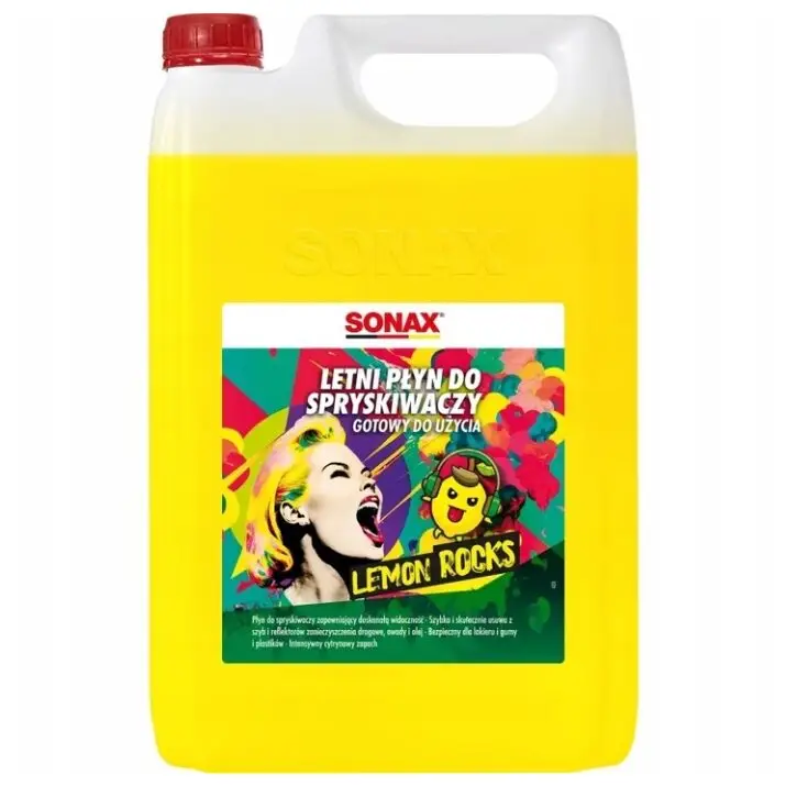 Ograniczona ilość SONAX letni płyn do spryskiwacza 4L LEMON ROCKS – świeżość cytryny, wysoka skuteczność usuwania brudu drogowego