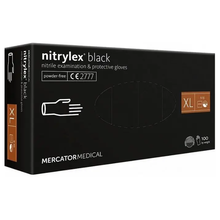 Mercator nitrylex® black r. XL 100szt – rękawiczki nitrylowe, bezpudrowe czarne Super okazja