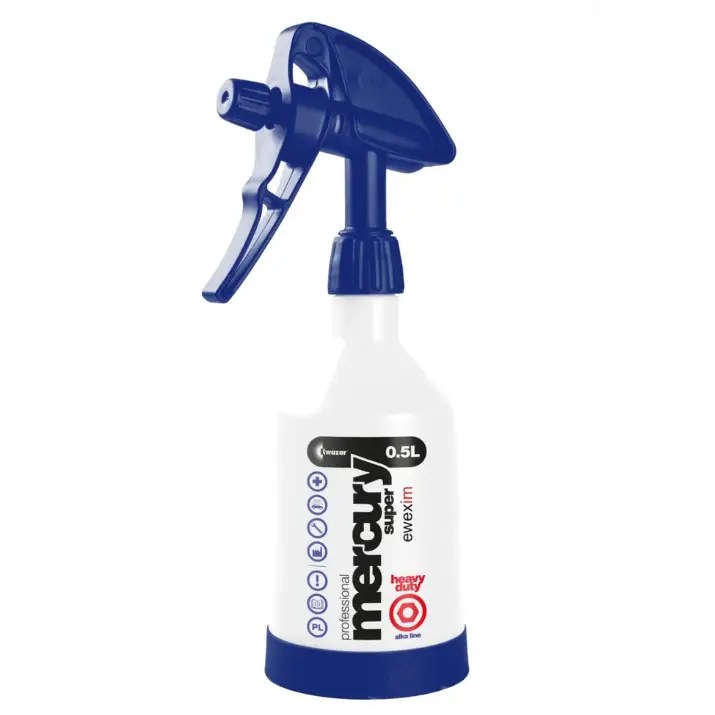 Popularny KWAZAR Mercury SUPER PRO+ ALKALINE 500ml – butelka z atomizerem do produktów zasadowych