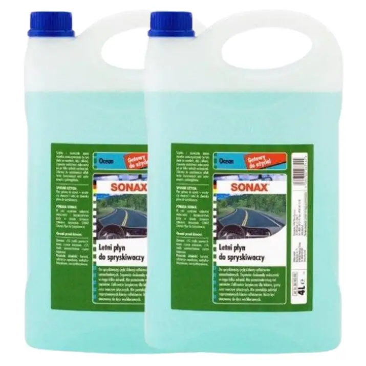 SONAX Płyn do spryskiwacza letni 4L OCEAN FRESH zestaw 2szt – przyjemny zapach i wysoka skuteczność usuwania zabrudzeń Wyprzedaż