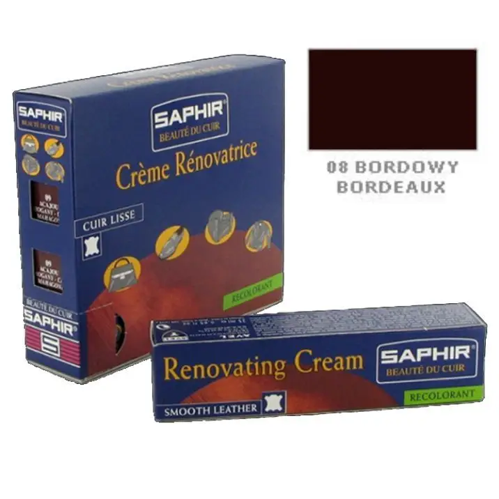 Nie przegap SAPHIR BDC Renovating Creme 25ml #08 BORDEAUX / bordowy – krem do renowacji skóry