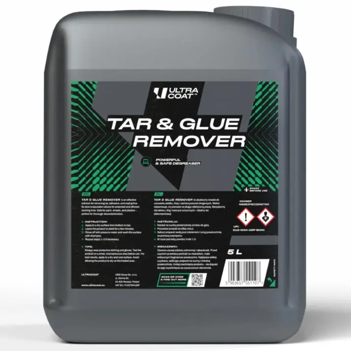 Nie przegap Ultracoat TAR & GLUE REMOVER 5L – preparat rozpuszczający smołę i klej, bezpieczny dla lakieru i tworzyw
