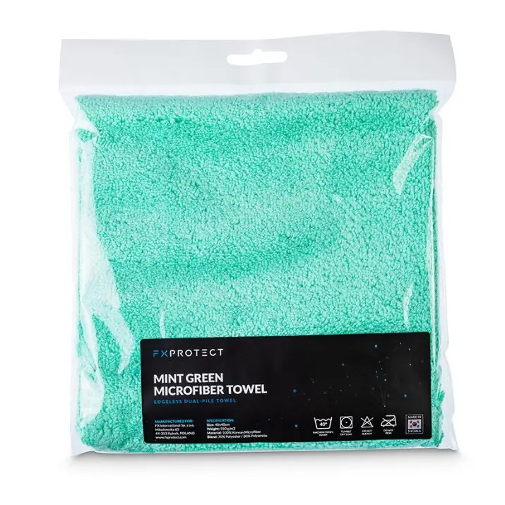 Wysoka jakość FX Protect Mint Green Microfiber Towel 550gsm – cięta laserowo, bardzo chłonna mikrofibra do docierania wosków