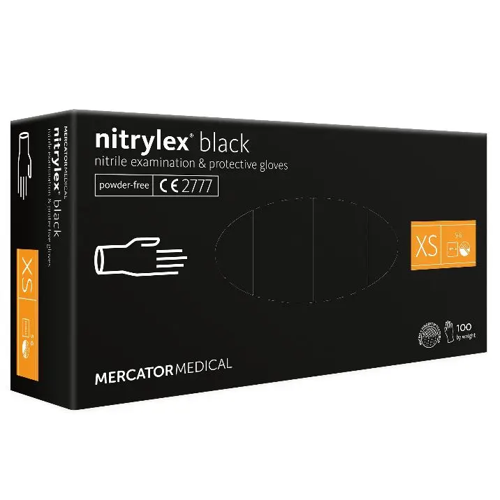 Mercator nitrylex® black r. XS 100szt – rękawiczki nitrylowe, bezpudrowe czarne Zamów teraz
