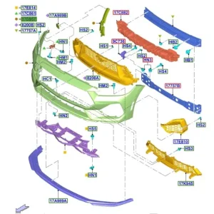 Atrapa dolna lewa zderzaka przedniego Ford Mustang 2024- / 5.0 / 2637082 / PR3B-17B969-CB5YZ9 / PR3Z-17E811-CA / 17E810 Wyprzedaż