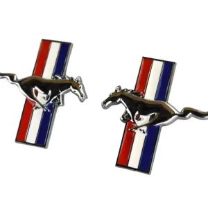 Emblemat przedni lewy + prawy Ford Mustang 2015 - 2023 / Pony / Srebrny Hit sprzedaży