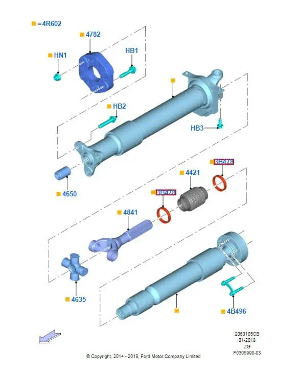 Wał napędowy Ford Mustang 5.0 V8 GT 2015-2017 / FR33-4K145-FF / FR33-4K145-FB / FR33-4K145-FC / FR33-4K145-FD / FR33-4K145-FE Tani