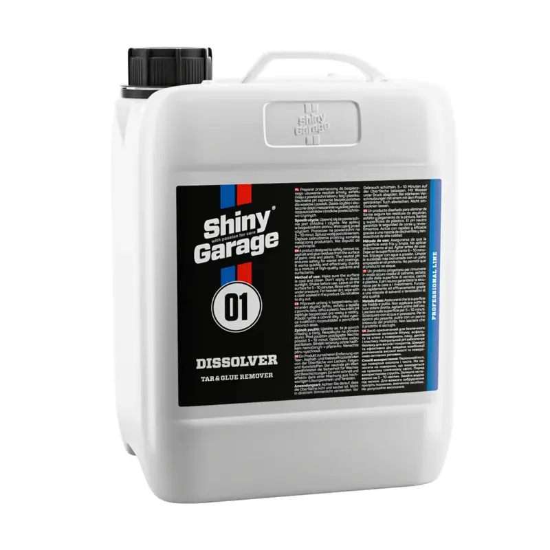 Do wyczerpania zapasów Shiny Garage Dissolver Tar&Glue Remover 5L - preparat do usuwania smoły i kleju