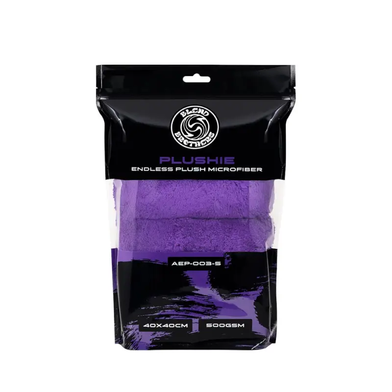 Bezpieczne zakupy Blend Brothers PLUSHIE 5-Pack Microfiber Purple 40x40cm - zestaw 5 sztuk delikatnych mikrofibr do lakieru