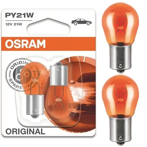 Darmowa dostawa 2X ŻARÓWKA OSRAM PY21W 12V 21W BAU15S ORGINAL KIERUNKOWSKAZY POMARAŃCZOWA