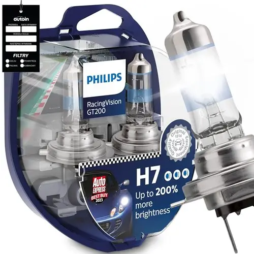 Najmocniejsze żarówki h7 philips racing vision gt200 +200% zestaw 2 sztuki Dodaj do koszyka
