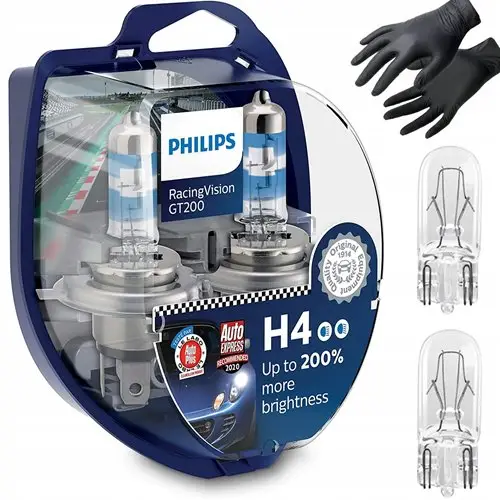 Żarówki h4 philips +200% racing vision gt200 rajdowe mocne 60/55w 12v kpl. Zamów teraz