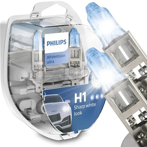 Żarówki Philips H1 White Vision Ultra 4200k - Białe światło Dostępne od ręki