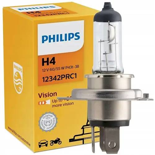 Niska cena Wytrzymała żarówka samochodowa philips h4 vision +30% więcej światła 1szt