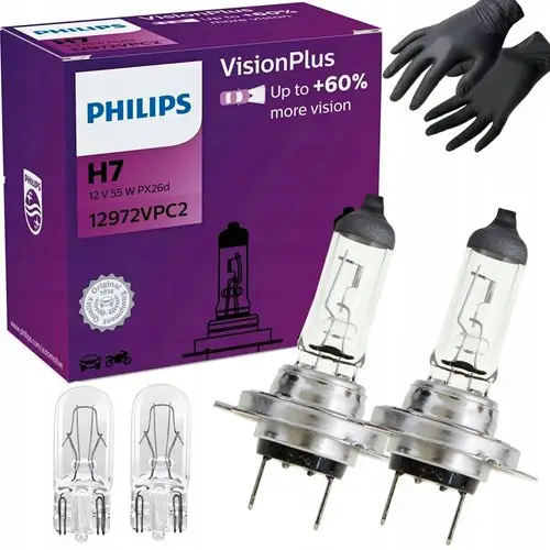 Obniżka ceny Żarówki philips h7 visionplus +60% 12v + gratisy