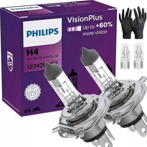 Oferta Żarówki philips h4 visionplus +60% 12v + gratisy