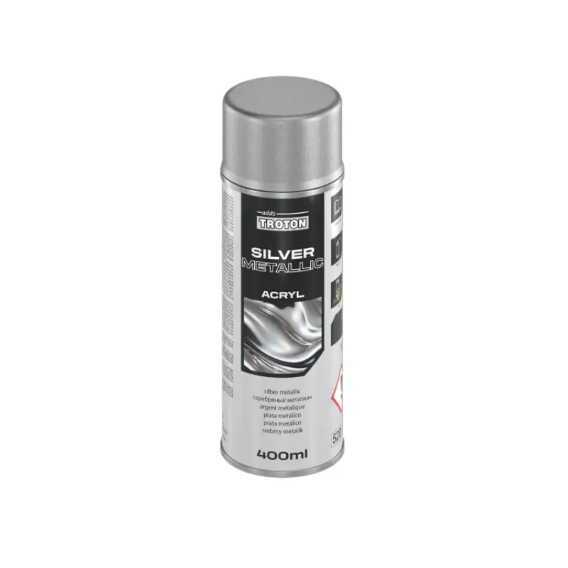 TROTON lakier akrylowy w sprayu srebrny metalik satynowy (półmat) 400ml Ostatnie sztuki