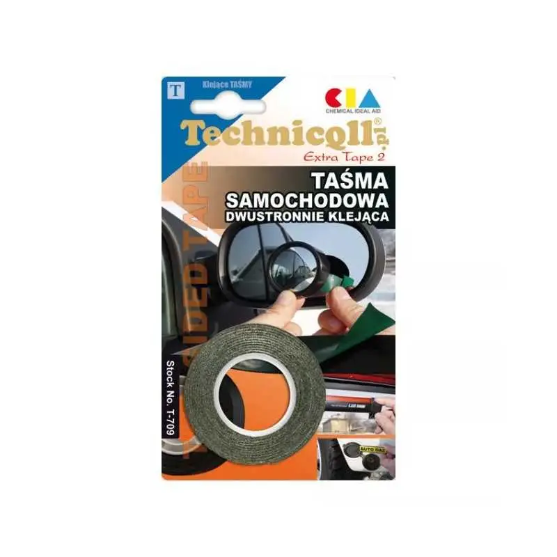 Bezpieczne zakupy TECHNICQLL dwustronna taśma samochodowa 19mm x 1,5m