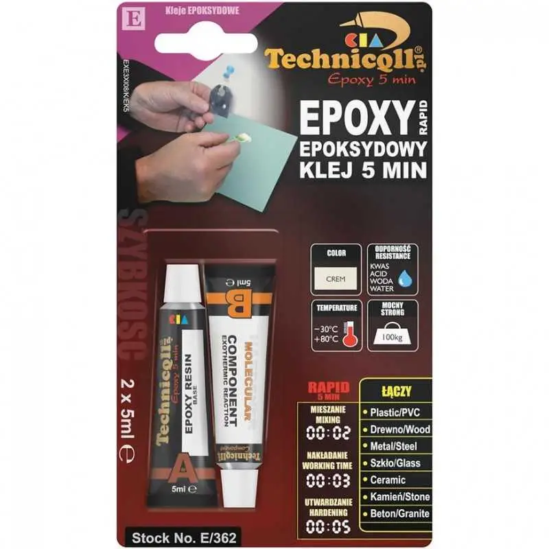 Wyjątkowa oferta TECHNICQLL klej epoksydowy 5min E362 2x5ml
