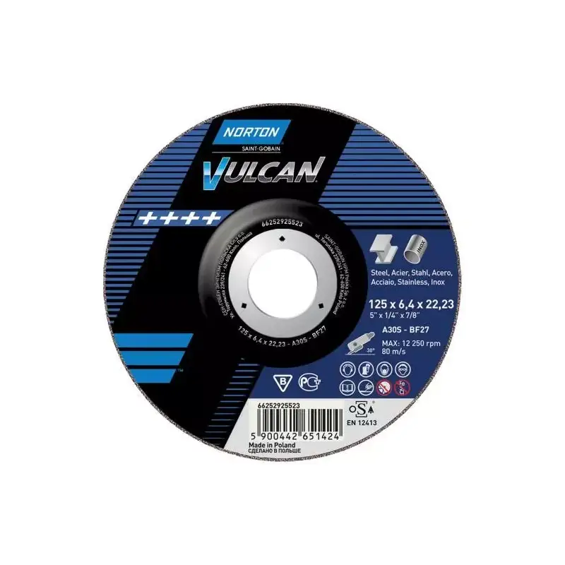 Oferta limitowana NORTON tarcza do cięcia metalu VULCAN 125 x 6.4 x 22.23 mm